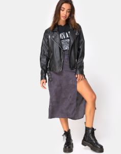 Saika Midi Skirt in Satin Rose Grey sold by Motel Rocks