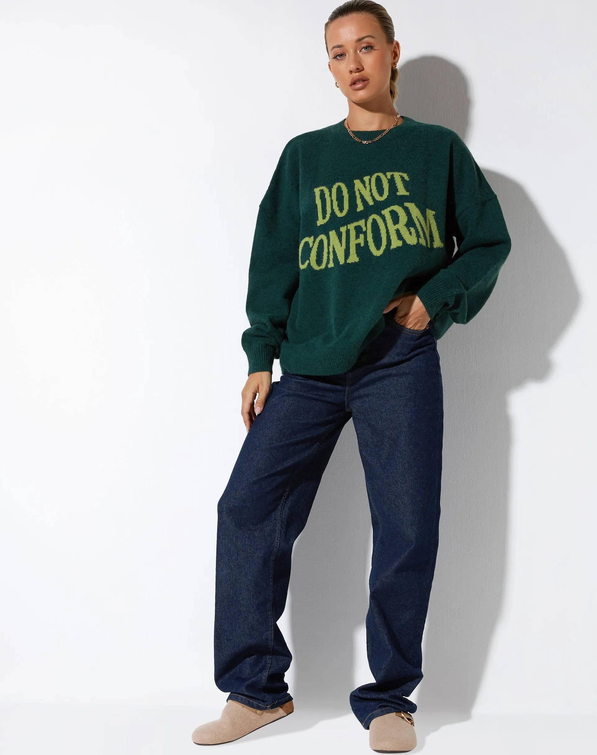 Jamin Jumper in Green 'Do Not Conform' sold by Motel Rocks product image thumbnail 5