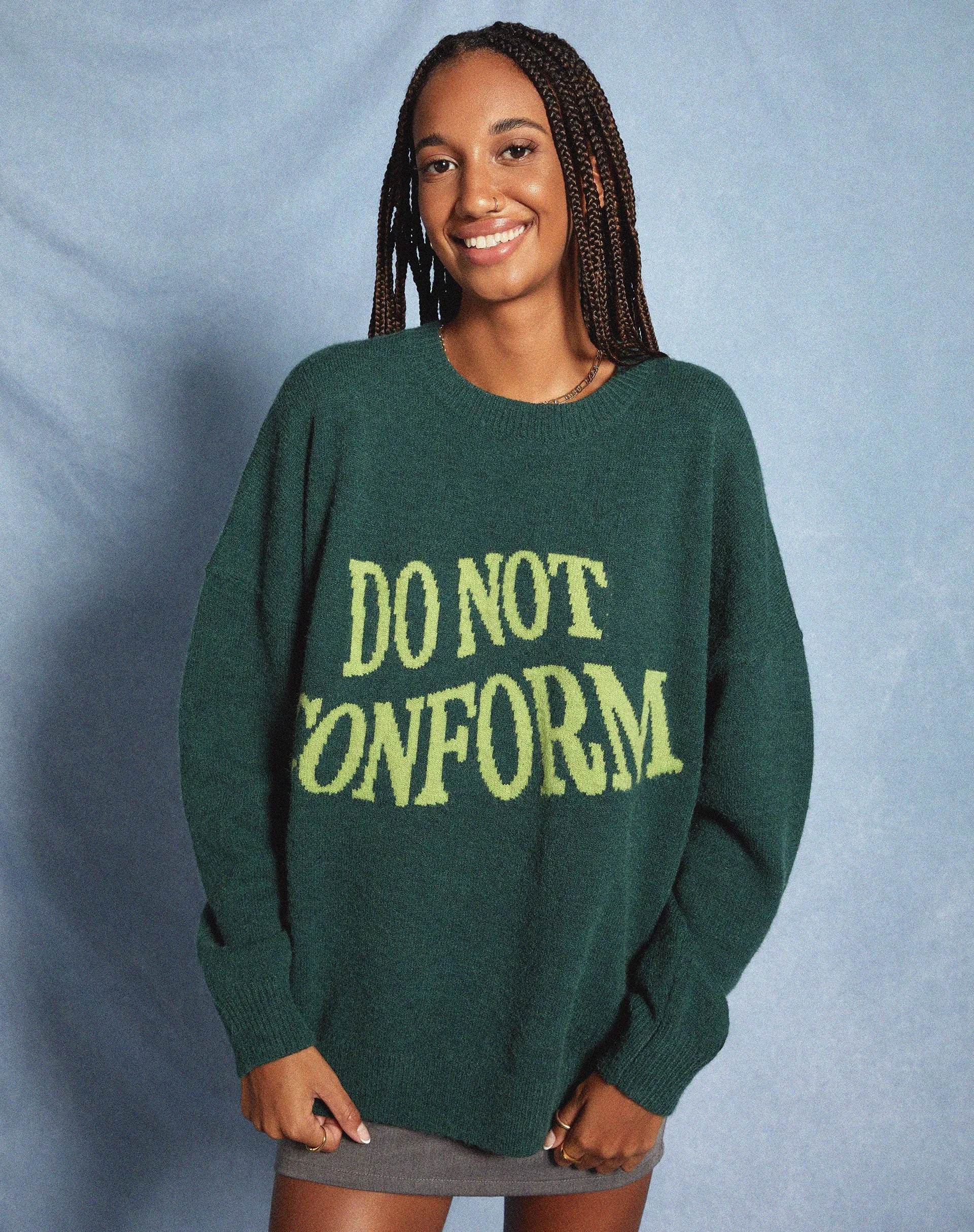 Jamin Jumper in Green 'Do Not Conform' sold by Motel Rocks product image thumbnail 2