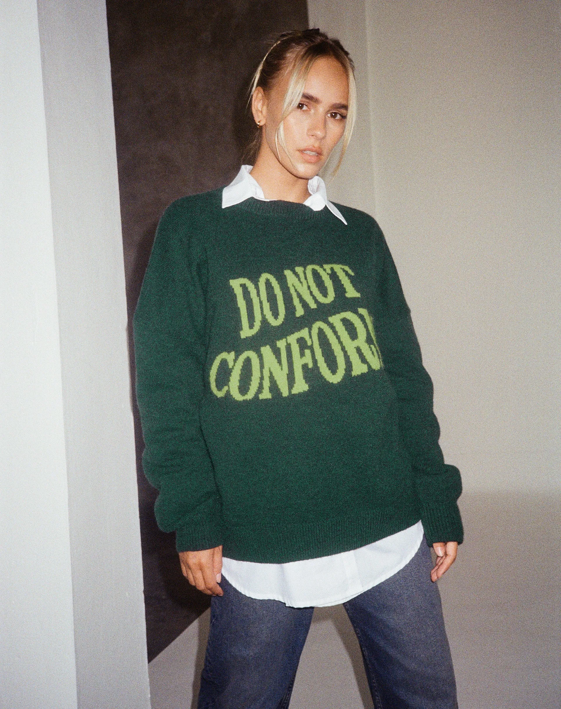 Jamin Jumper in Green 'Do Not Conform' sold by Motel Rocks product image thumbnail 3