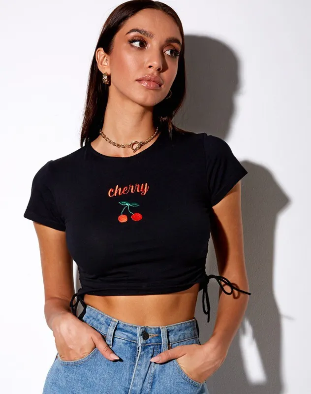 Doga Crop Top in Black Cherry Embro made by Motel Rocks