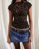 Nova Top in Flock Mesh Rar Leopard sold by Motel Rocks