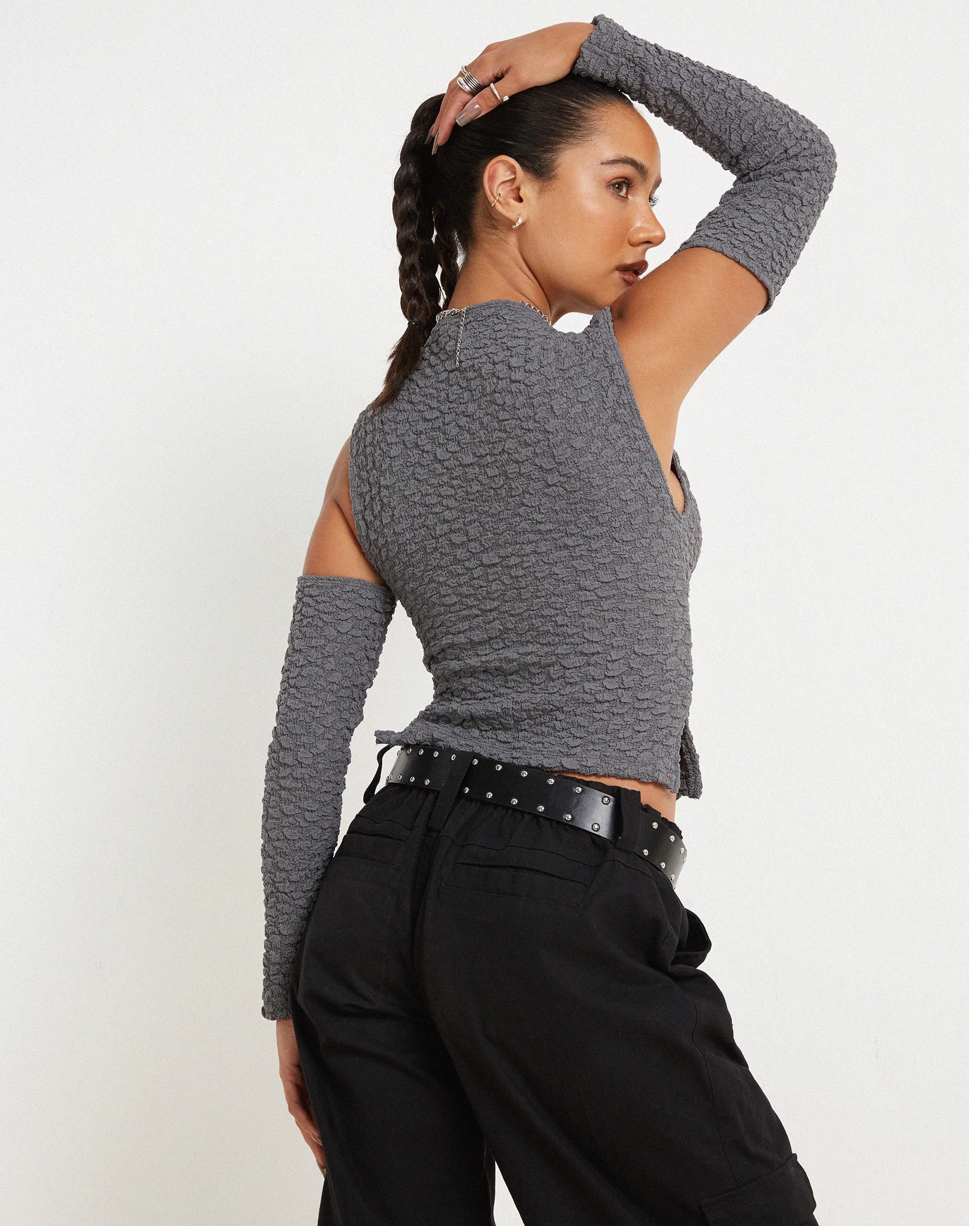 Suji Long Sleeve Top in Bubble Charcoal sold by Motel Rocks product image thumbnail 4