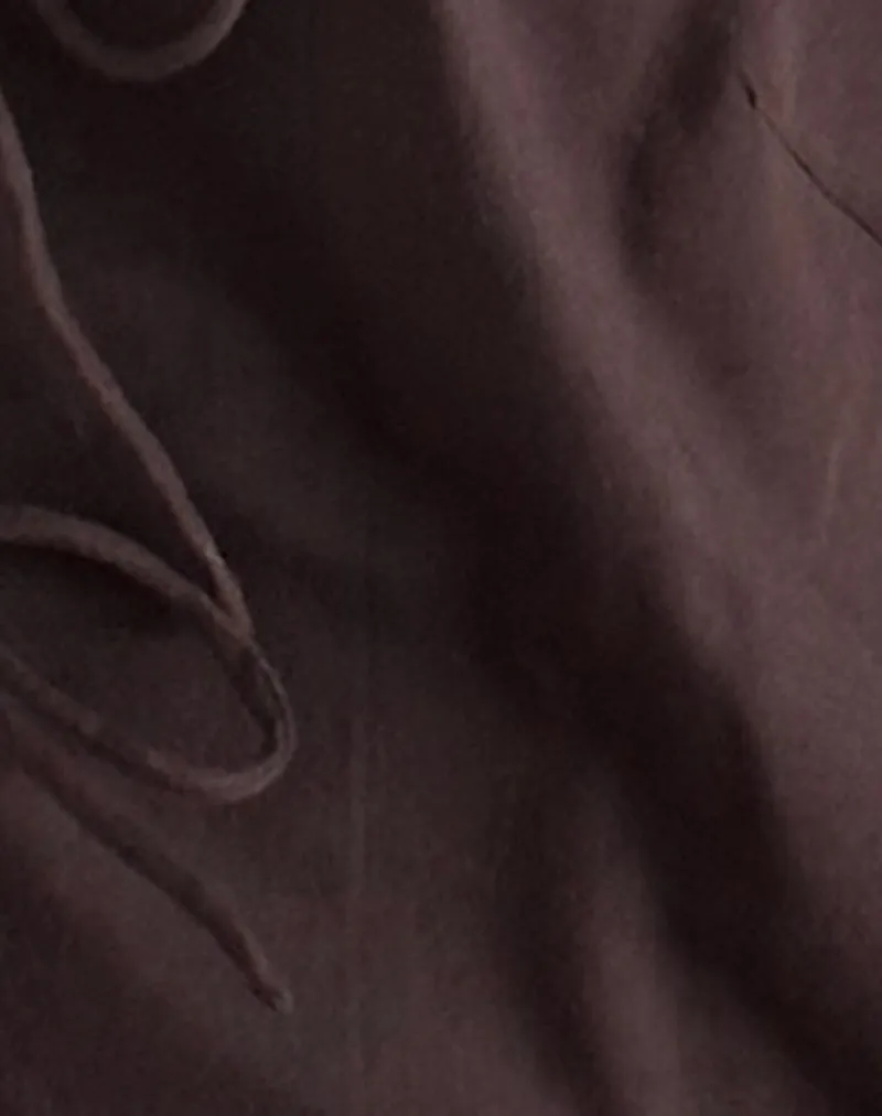 Kayve Tie Front Top in Poplin Deep Mahogany sold by Motel Rocks product image thumbnail 5