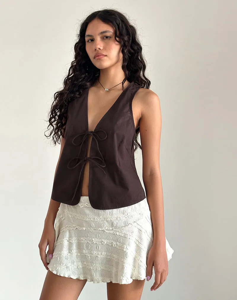 Kayve Tie Front Top in Poplin Deep Mahogany sold by Motel Rocks product image thumbnail 2