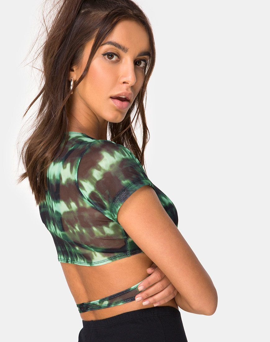 Valiza Crop Top in Turquoise Mesh sold by Motel Rocks product image thumbnail 2