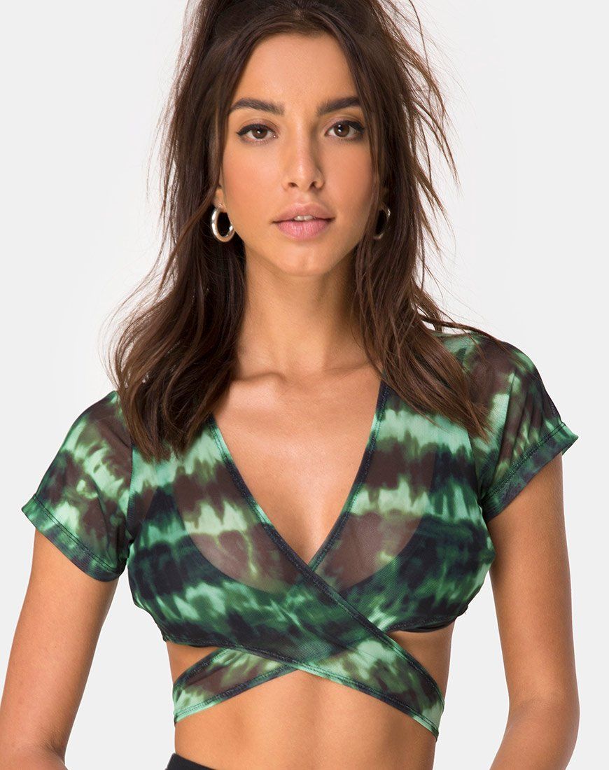 Valiza Crop Top in Turquoise Mesh sold by Motel Rocks