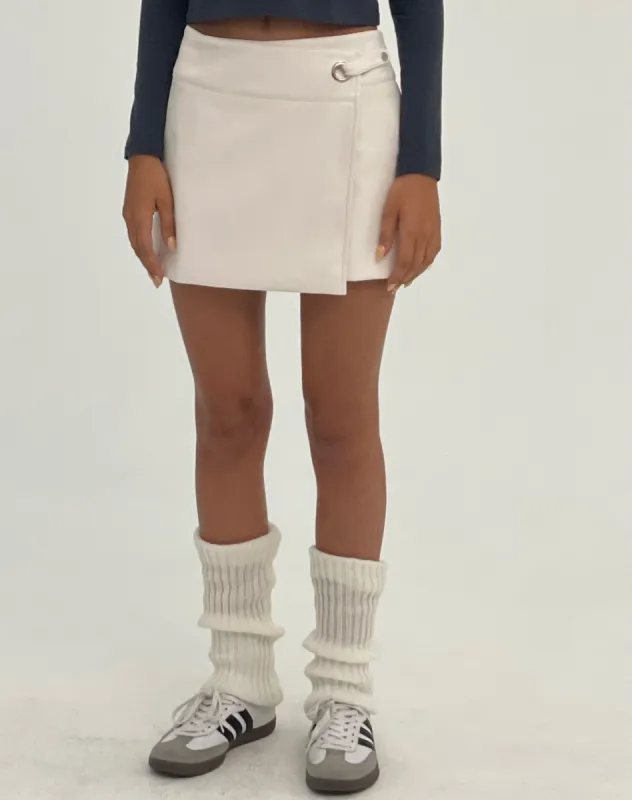 MOTEL X JACQUIE Rolo Mini Skirt in PU Off White sold by Motel Rocks