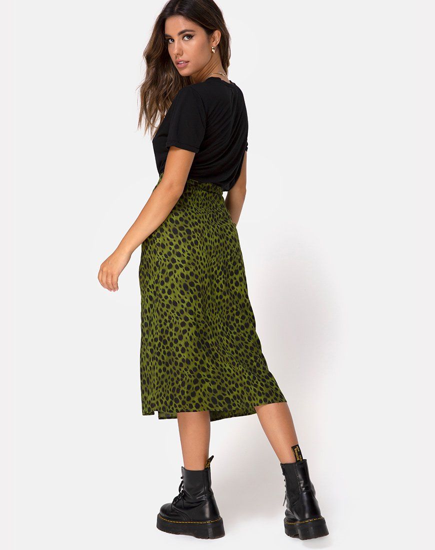Saika Midi Skirt in Cheetah Khaki sold by Motel Rocks product image thumbnail 4