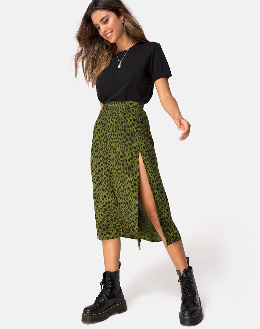 Saika Midi Skirt in Cheetah Khaki sold by Motel Rocks product image thumbnail 3