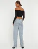 Nagini Long Sleeve Bardot Crop Top in Black sold by Motel Rocks