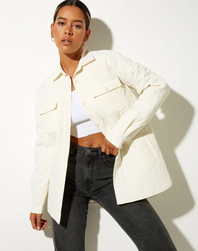 Marcel Shirt in Quilted Warm White sold by Motel Rocks