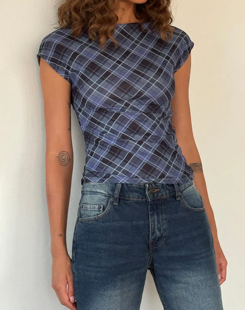 Nova Top in Blue Grey Check Mesh sold by Motel Rocks product image thumbnail 3