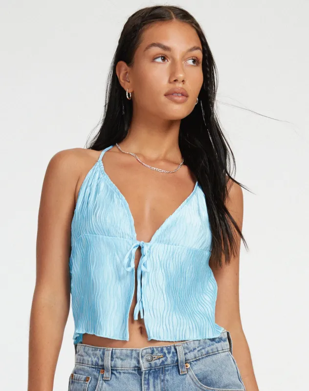 Dama Crop Top in Blue sold by Motel Rocks