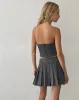 Caluna Eyelet Mini Skirt in Charcoal Grey sold by Motel Rocks