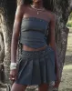Caluna Eyelet Mini Skirt in Charcoal Grey sold by Motel Rocks