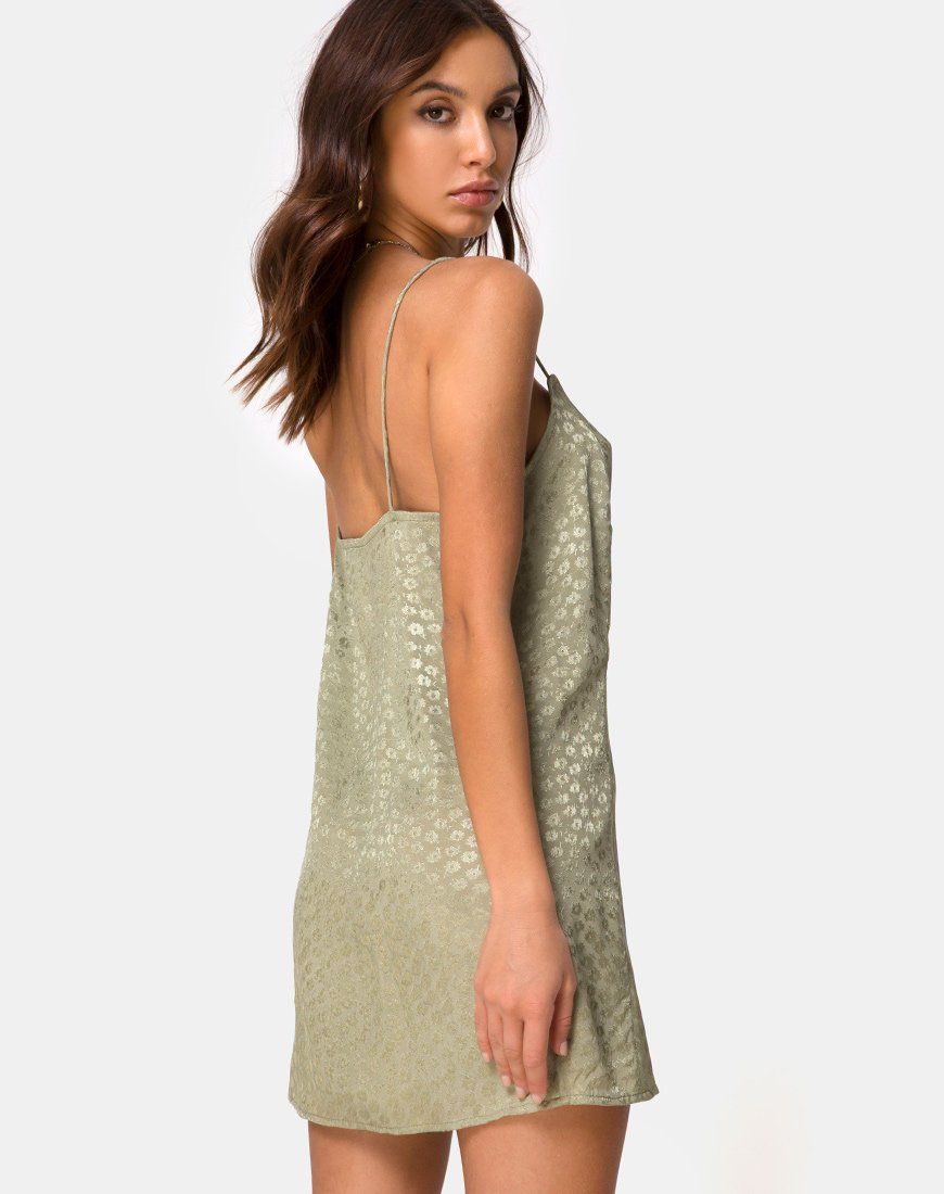 Datista Slip Dress in Satin Ditsy Rose Sage sold by Motel Rocks product image thumbnail 2