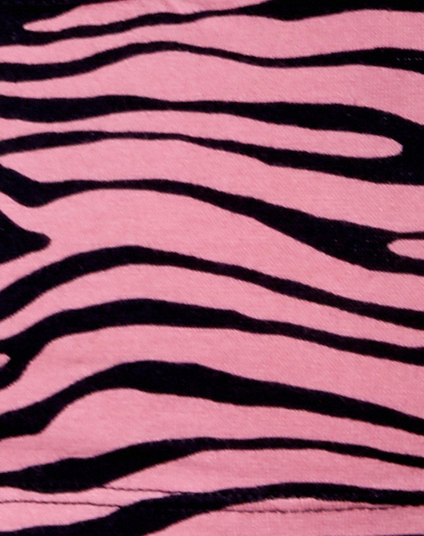 Micro Crop Top in Zip's Zebra Pink sold by Motel Rocks product image thumbnail 5