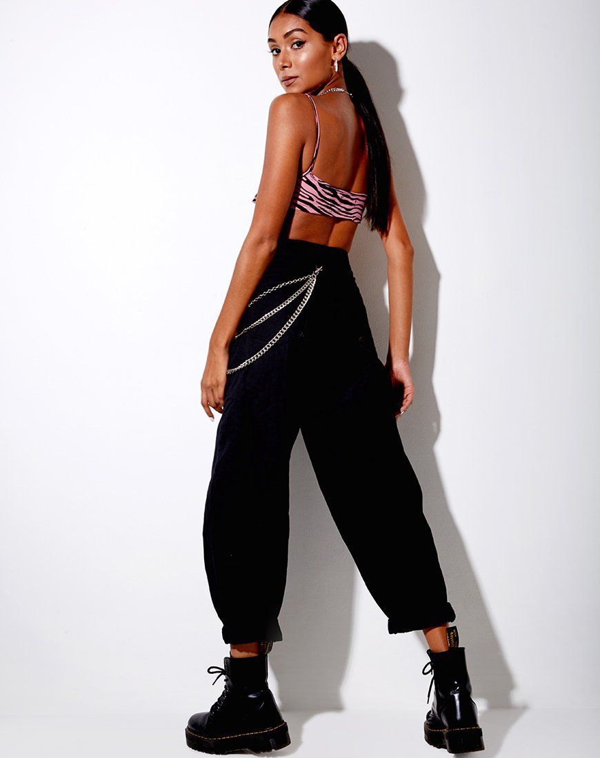 Micro Crop Top in Zip's Zebra Pink sold by Motel Rocks product image thumbnail 4