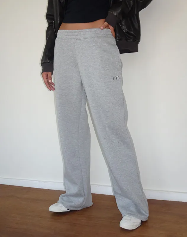 Loose Jogger in Grey Marl with M Embroidery sold by Motel Rocks
