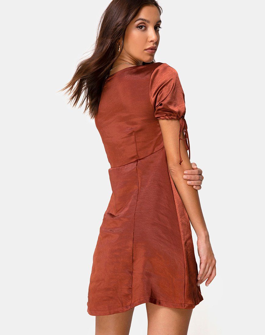 Guenette Dress in Dark Rust sold by Motel Rocks product image thumbnail 2