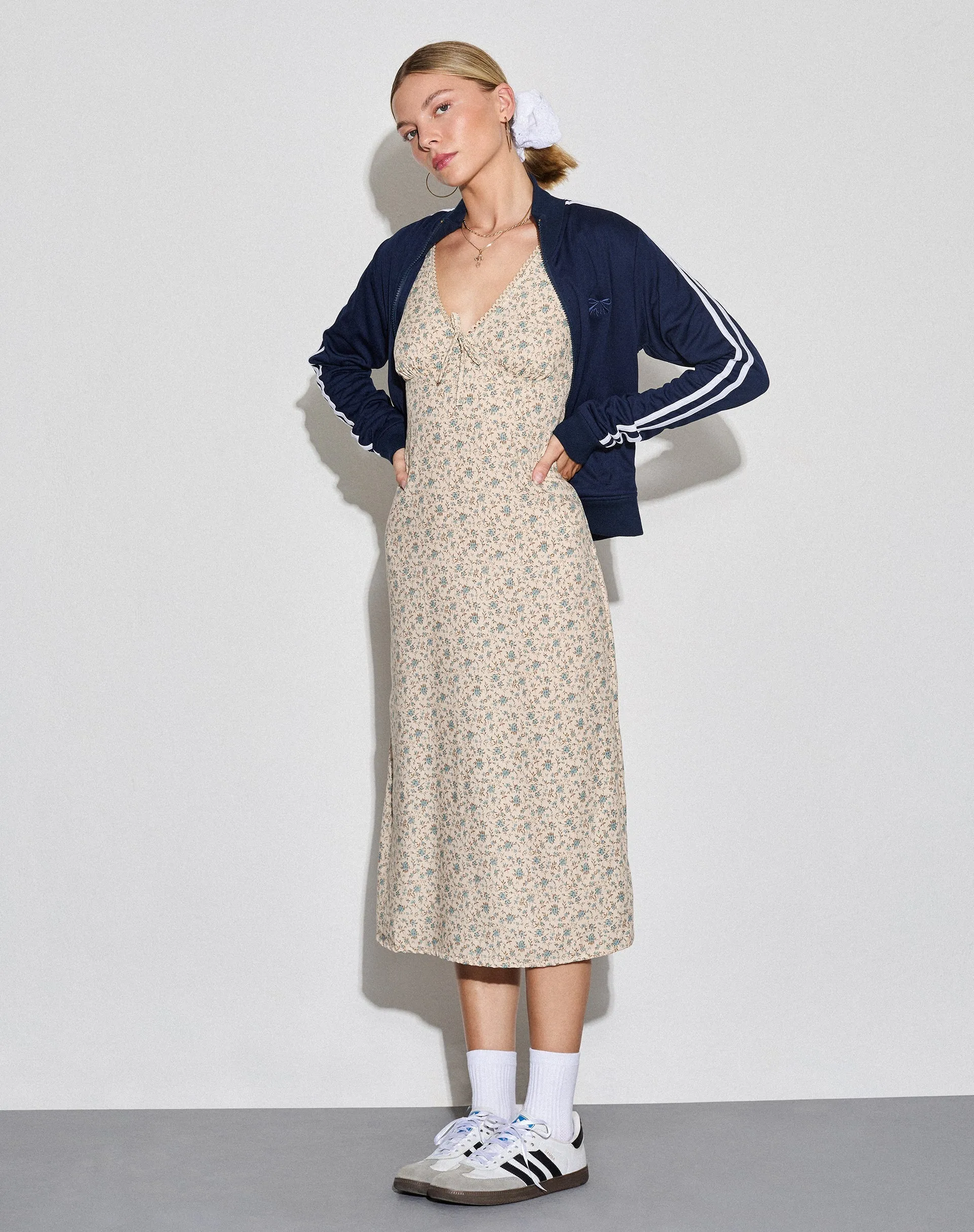 Lavisha Midi Dress in Antique Blue and Ivory Floral sold by Motel Rocks product image thumbnail 2