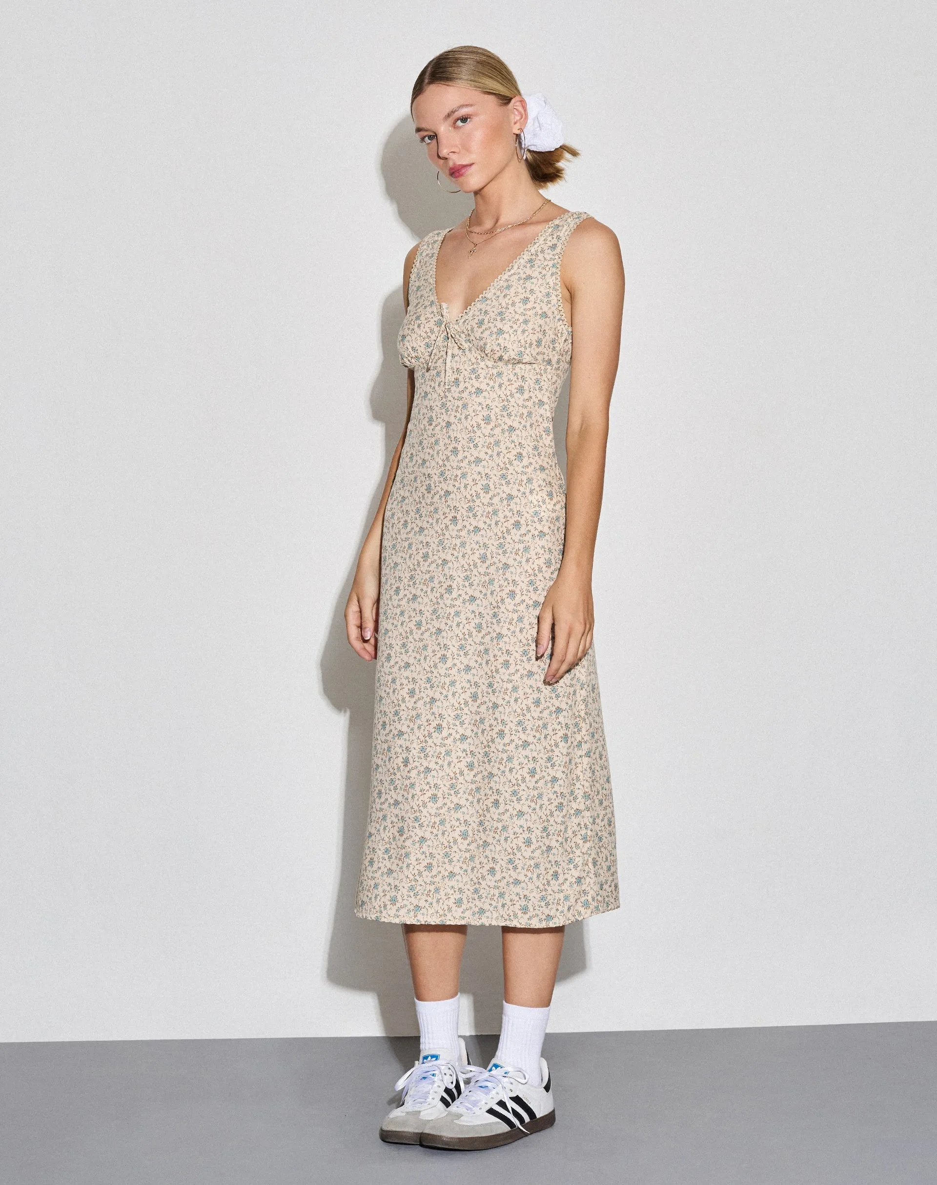 Lavisha Midi Dress in Antique Blue and Ivory Floral sold by Motel Rocks product image thumbnail 4