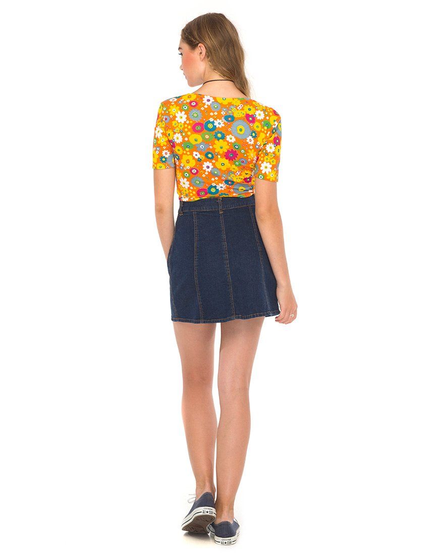 Eclat Crop Top in Playtime Floral Orange sold by Motel Rocks product image thumbnail 3
