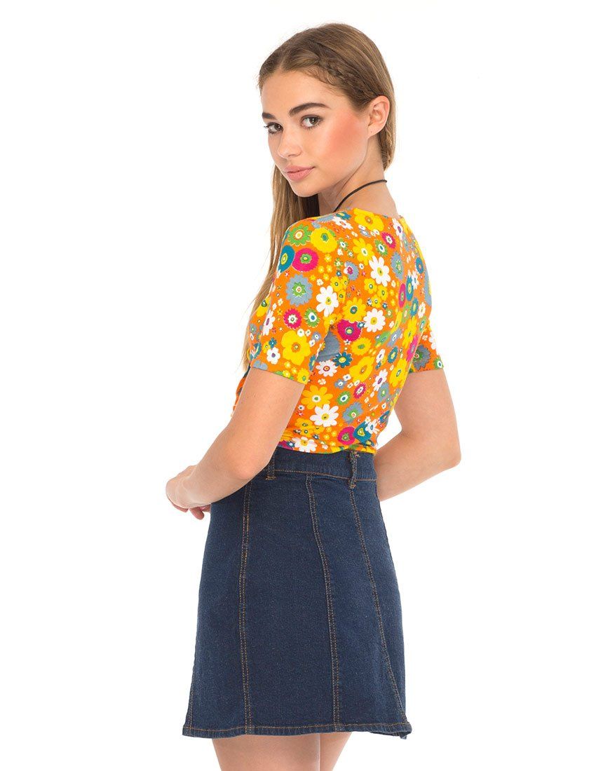 Eclat Crop Top in Playtime Floral Orange sold by Motel Rocks product image thumbnail 4