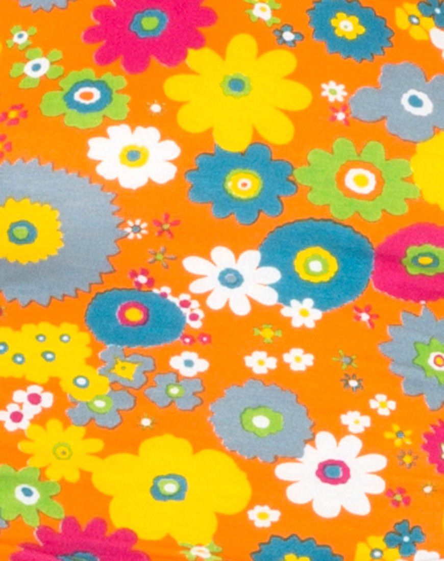 Eclat Crop Top in Playtime Floral Orange sold by Motel Rocks product image thumbnail 5