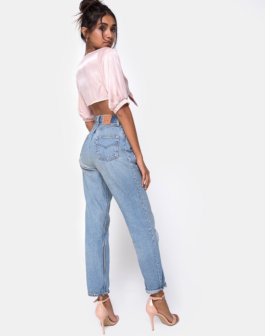 Kavida Crop Top in Satin Dusty Rose sold by Motel Rocks product image thumbnail 5