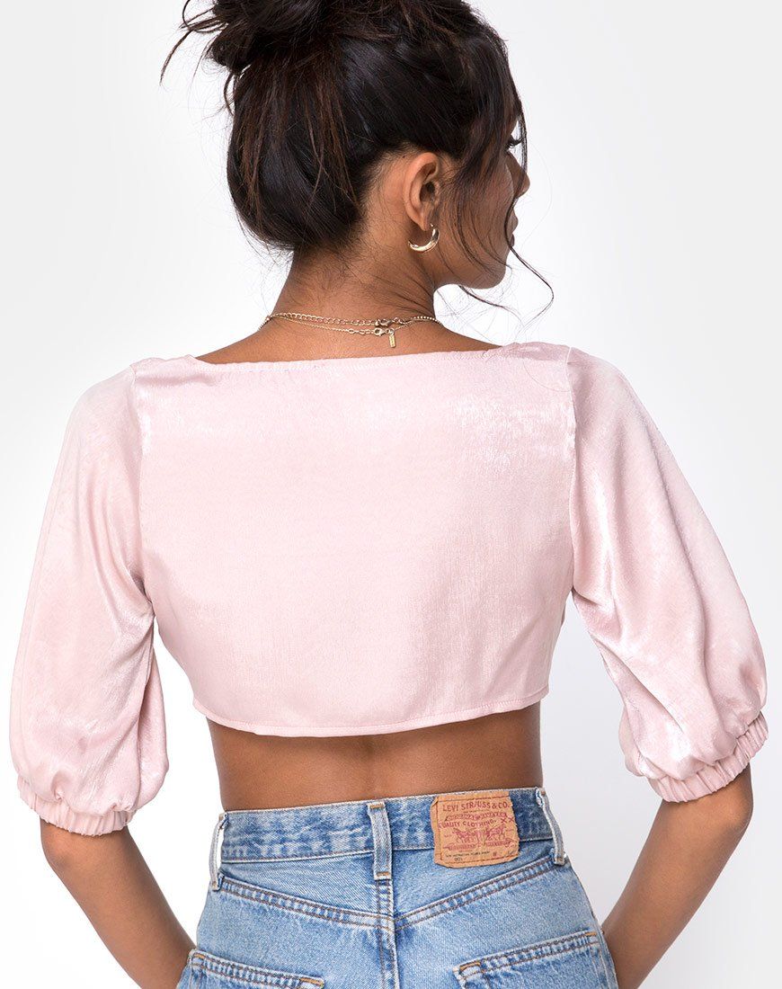 Kavida Crop Top in Satin Dusty Rose sold by Motel Rocks product image thumbnail 3