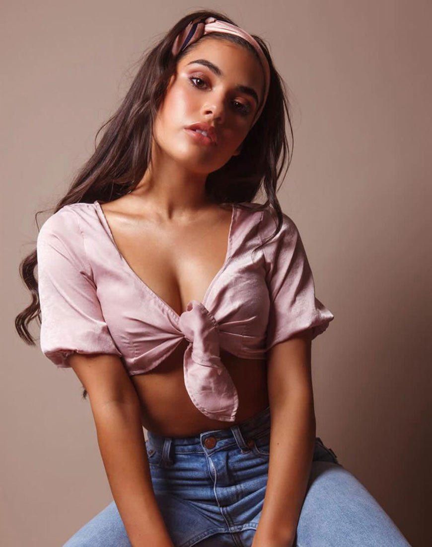 Kavida Crop Top in Satin Dusty Rose sold by Motel Rocks product image thumbnail 2