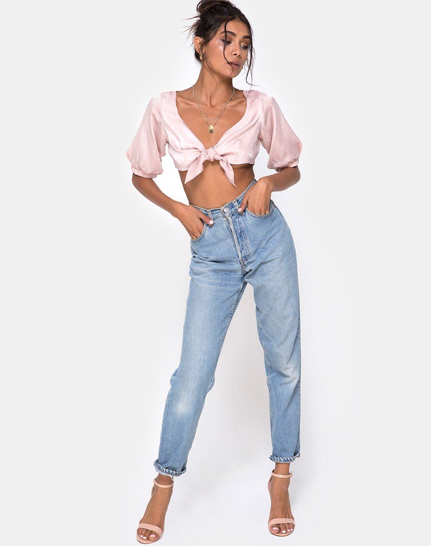 Kavida Crop Top in Satin Dusty Rose sold by Motel Rocks product image thumbnail 4