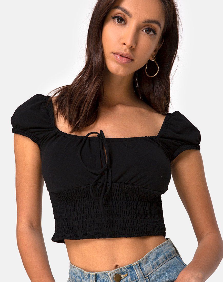 Heina Crop Top in Black sold by Motel Rocks