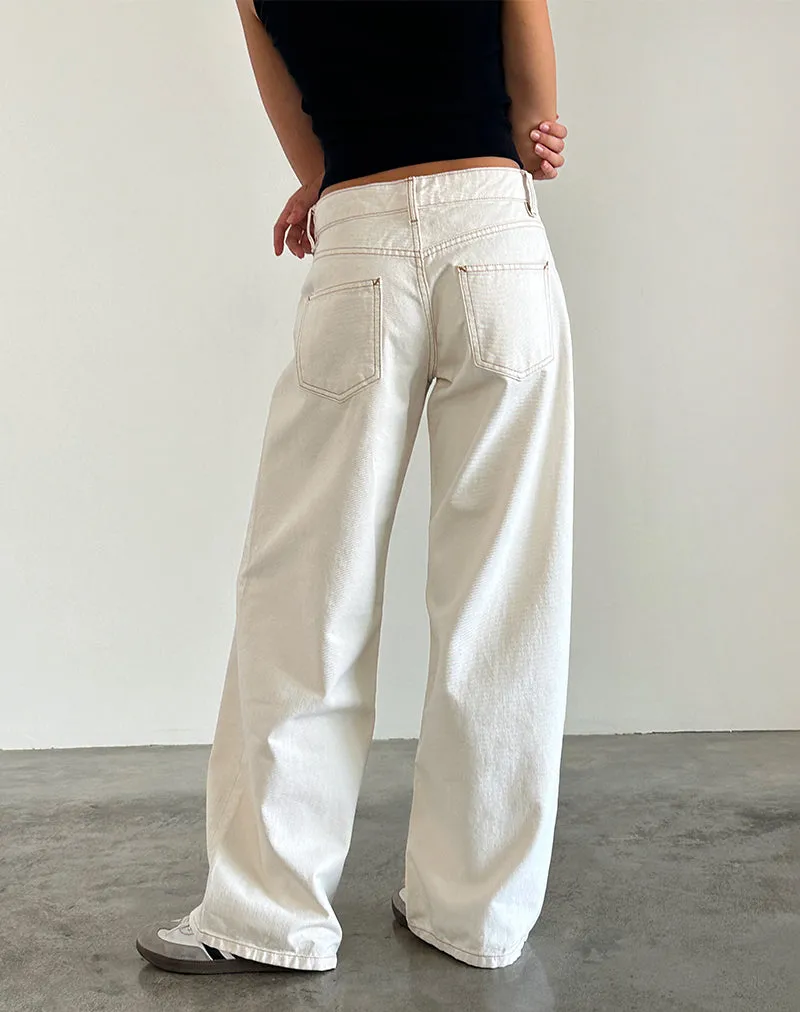 Roomy Extra Wide Low Rise Jeans in Off White sold by Motel Rocks product image thumbnail 2