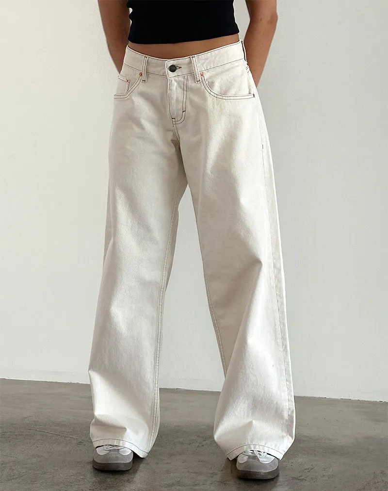Roomy Extra Wide Low Rise Jeans in Off White sold by Motel Rocks product image thumbnail 4