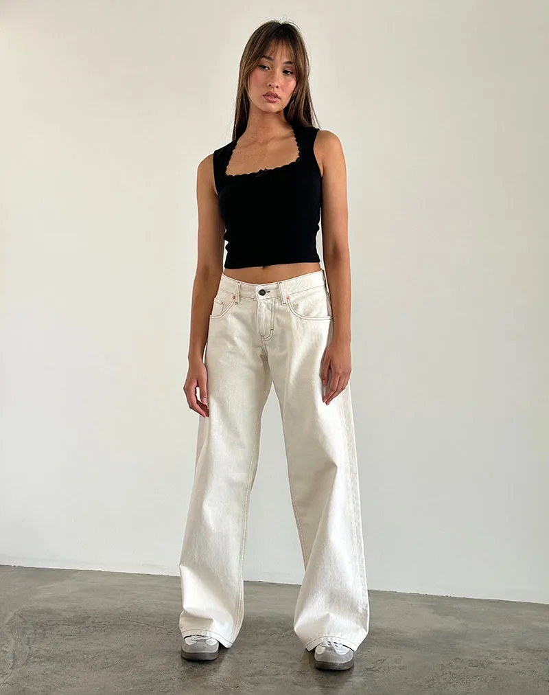 Roomy Extra Wide Low Rise Jeans in Off White sold by Motel Rocks product image thumbnail 5