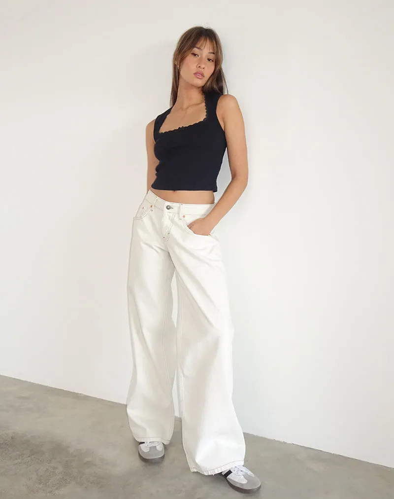 Roomy Extra Wide Low Rise Jeans in Off White sold by Motel Rocks product image thumbnail 3