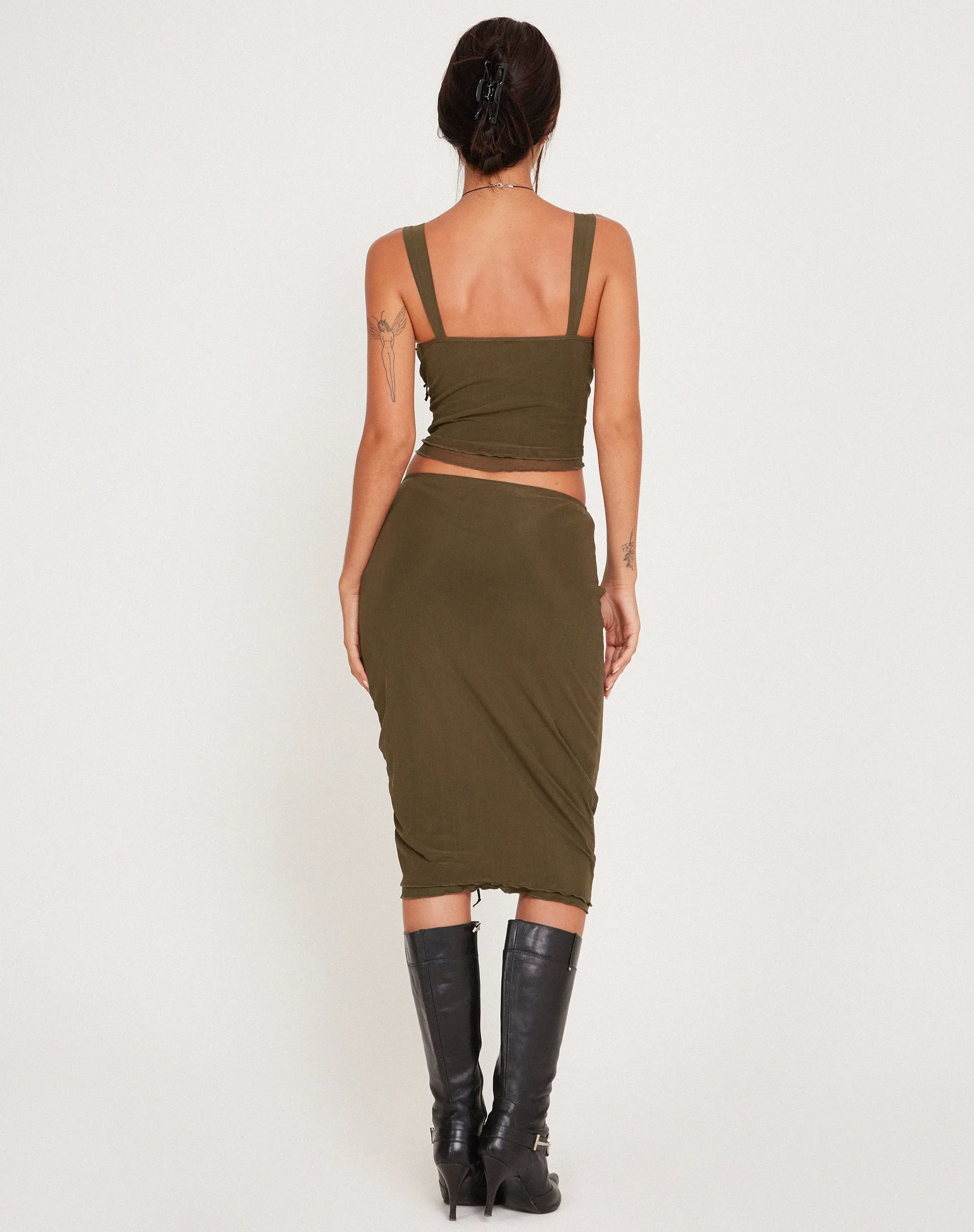 Raline Vest Top in Mesh Dark Olive sold by Motel Rocks product image thumbnail 5