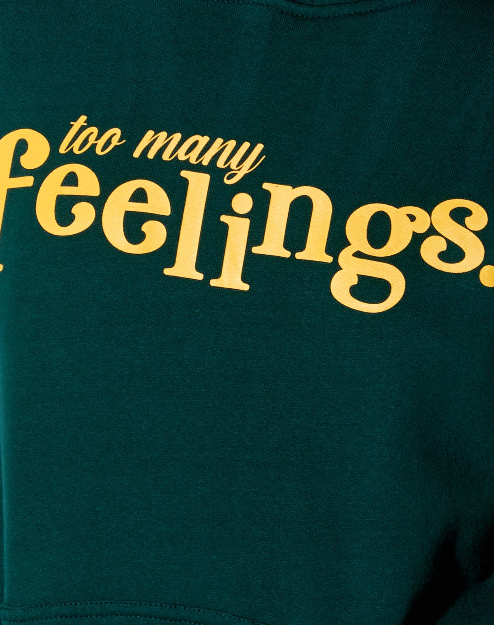 Oversize Hoody in Bottle Green 'Too Many Feelings' sold by Motel Rocks product image thumbnail 5