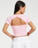 Morsche Cut Out Crop Knitted Top in Pink sold by Motel Rocks