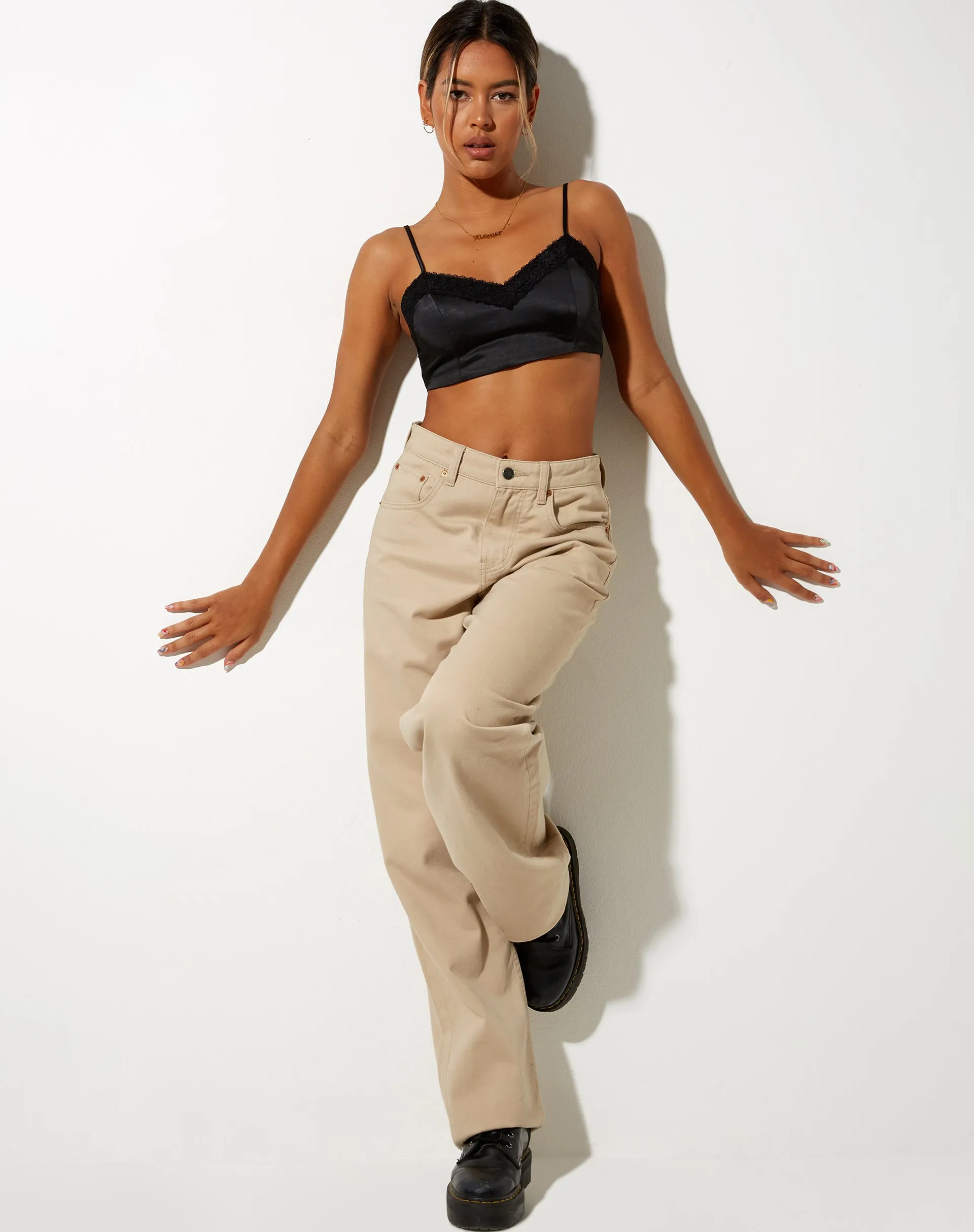Dinie Crop Top in Satin Black sold by Motel Rocks product image thumbnail 3