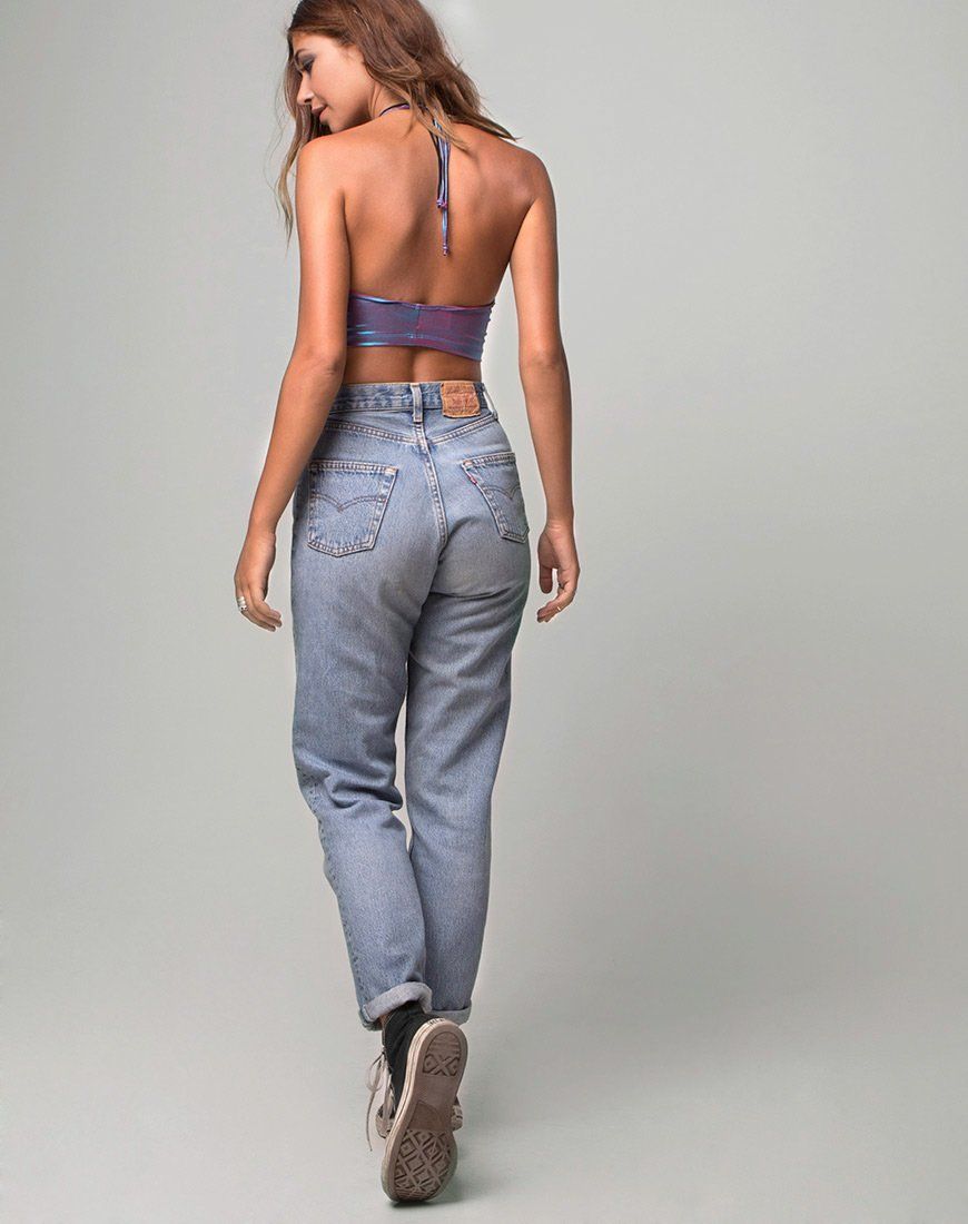 Fonda Crop top in Metallic Opal Shimmer sold by Motel Rocks product image thumbnail 4