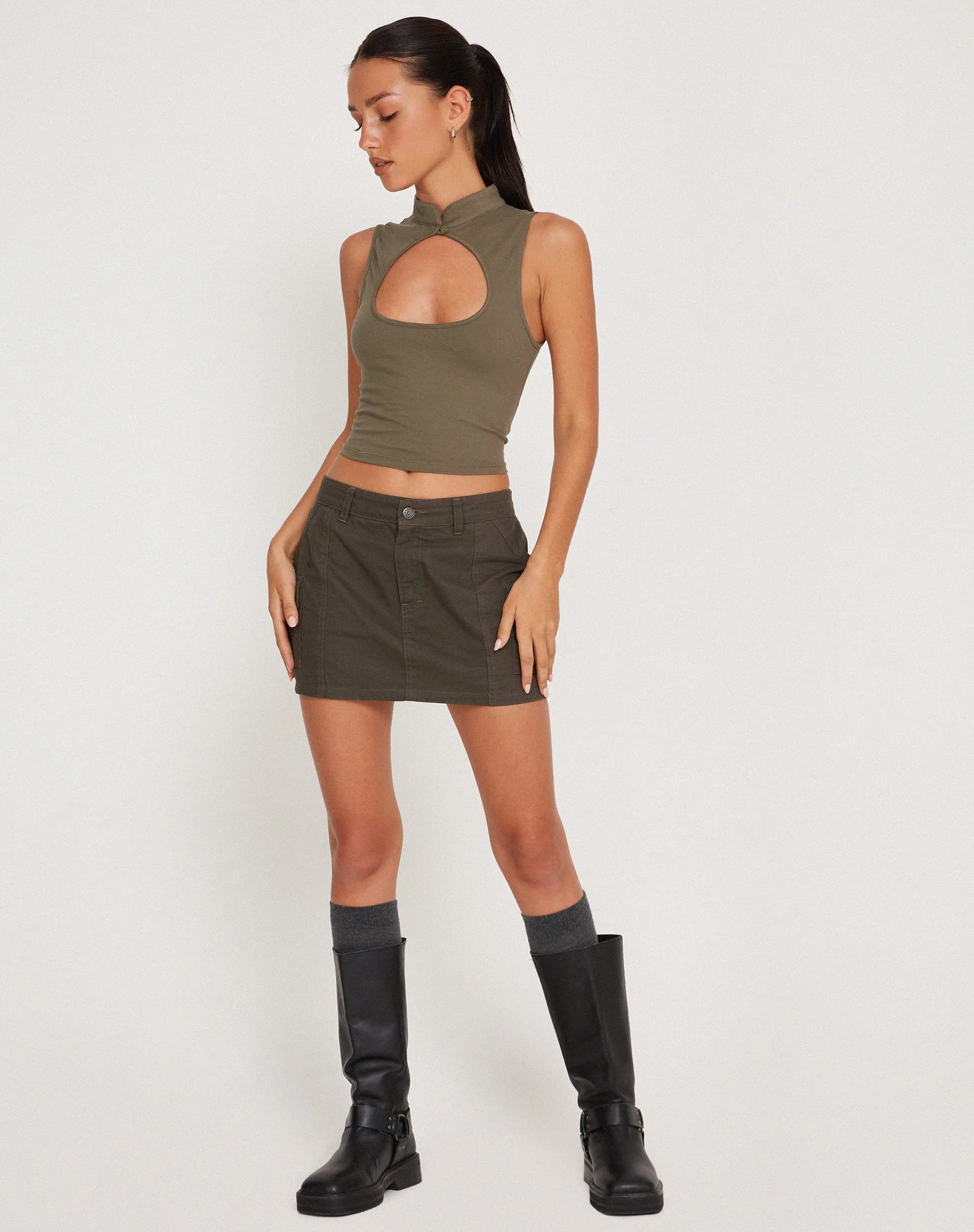 Annesley Crop Top in Tarmac Green sold by Motel Rocks product image thumbnail 2
