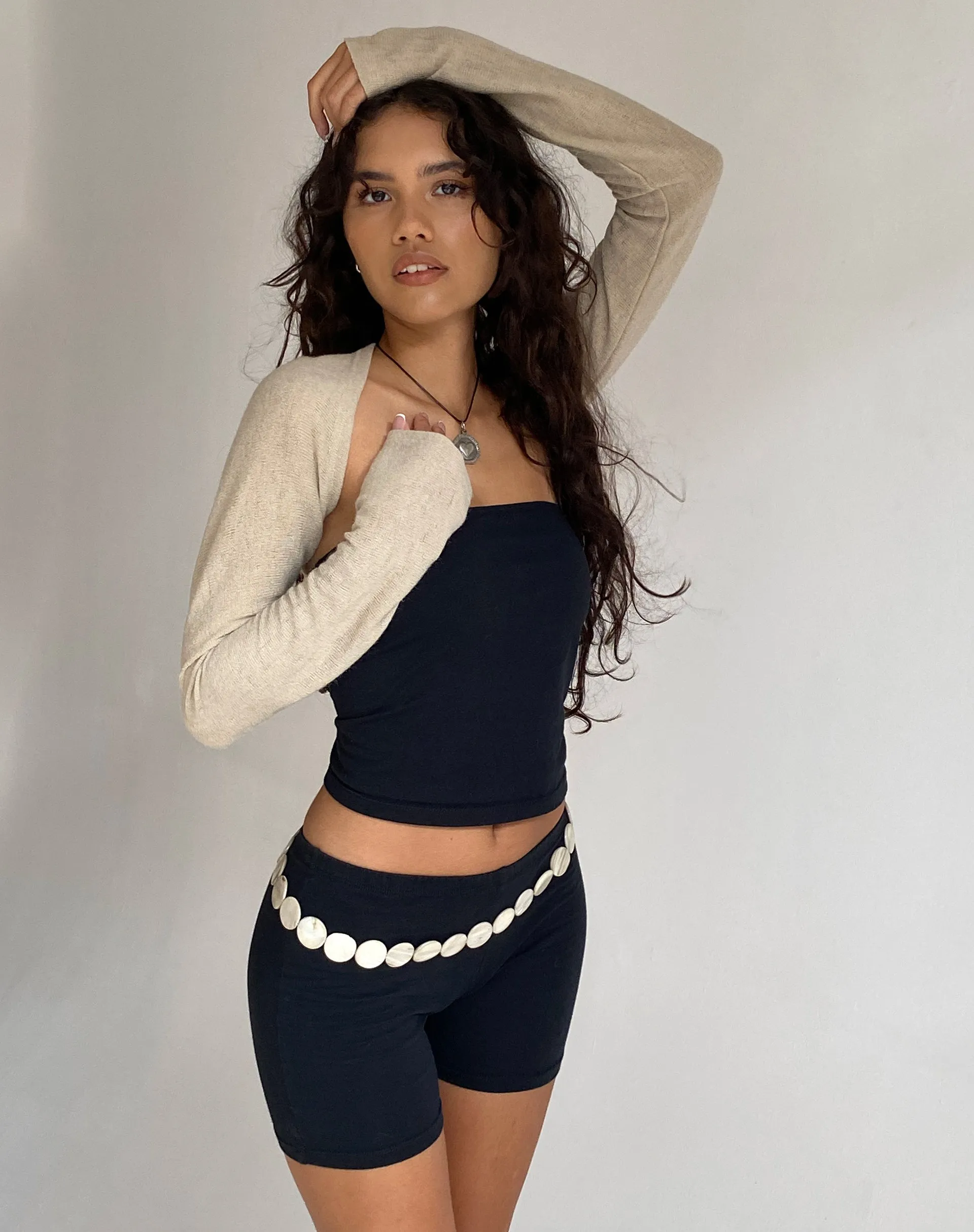 Dalika Knitted Shrug Top in Oat sold by Motel Rocks product image thumbnail 5