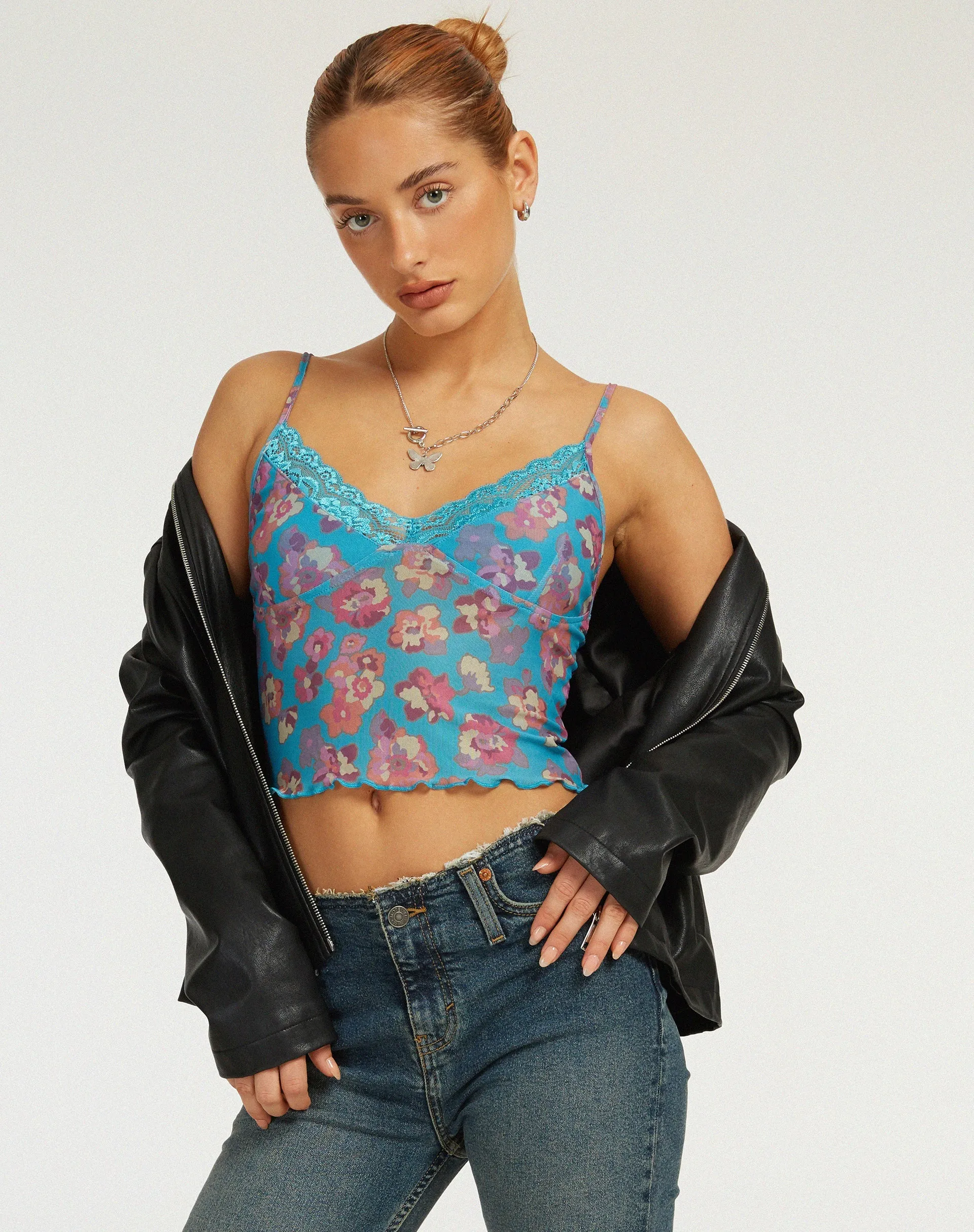 Yenika Crop Top in Contrast Floral Blue sold by Motel Rocks product image thumbnail 4