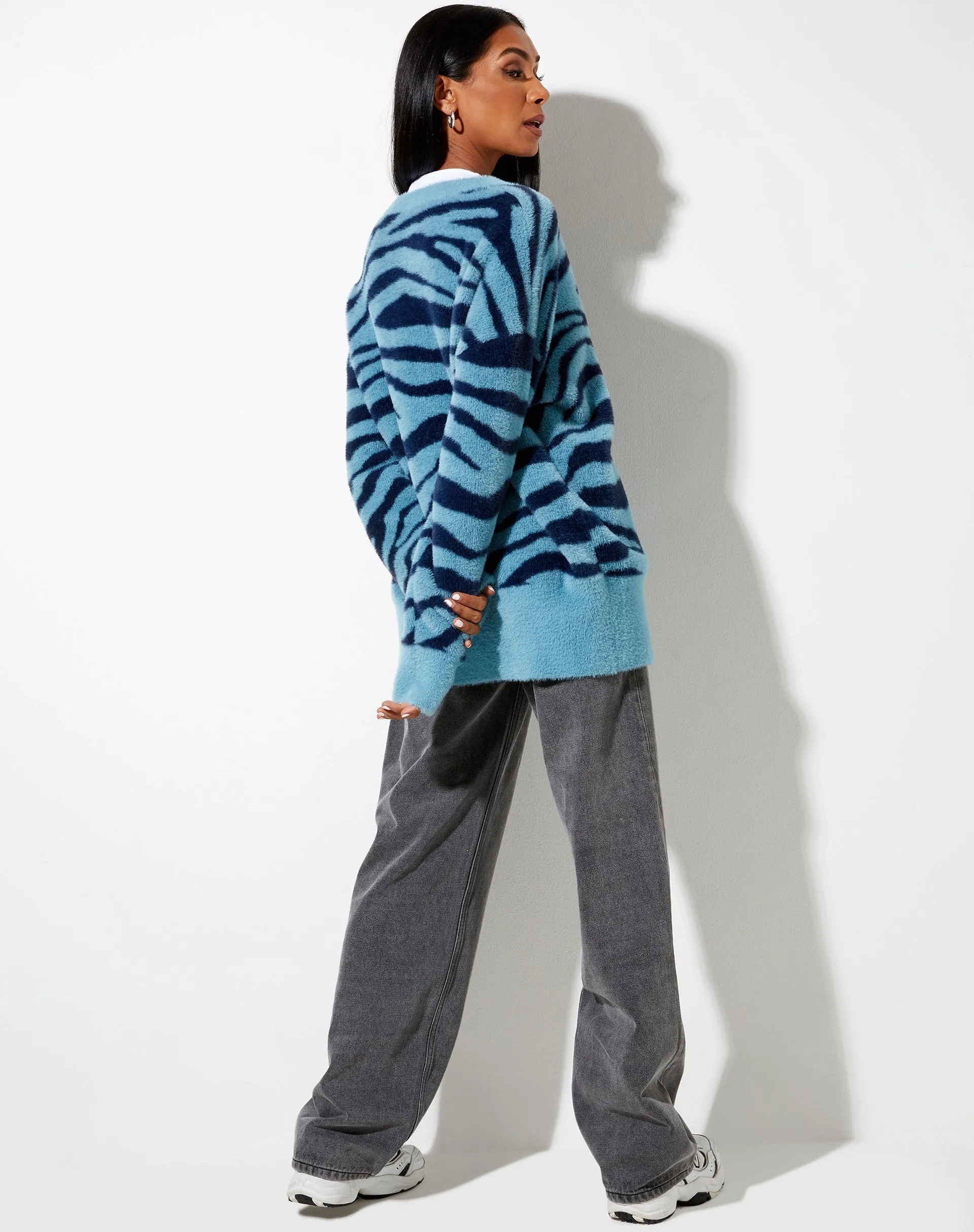 Uriela Cardi in Knit Zebra Blue and Navy sold by Motel Rocks product image thumbnail 5