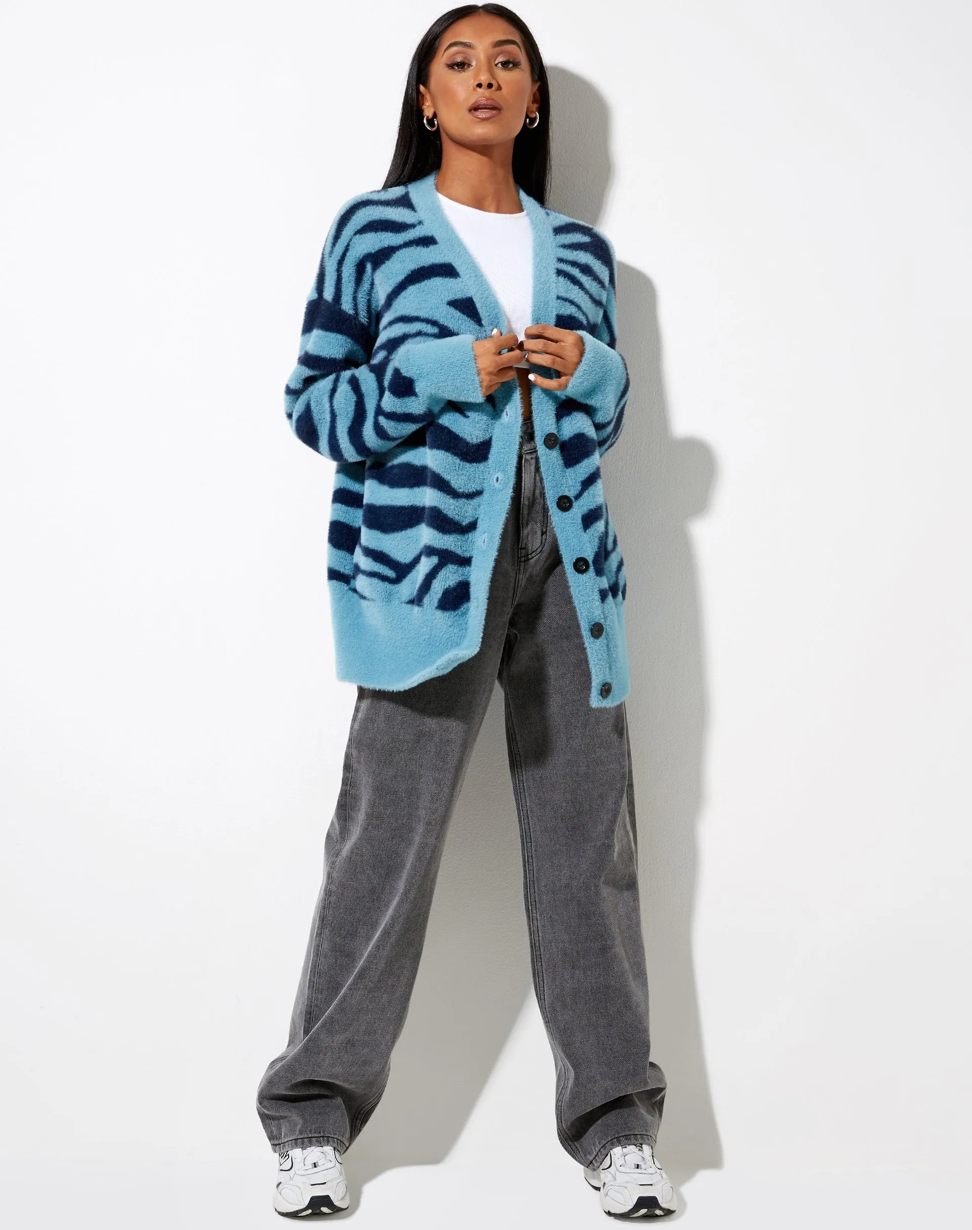 Uriela Cardi in Knit Zebra Blue and Navy sold by Motel Rocks product image thumbnail 3