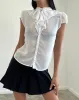 Lada Blouse in White Chiffon sold by Motel Rocks